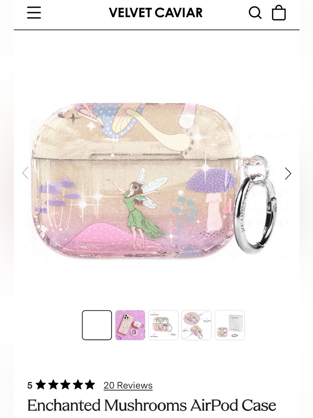 Velvet Caviar Fairy Garden Glitter AirPods Pro Case in Pink, Gold, Purple - NEW